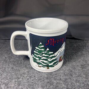 Vintage Festive Season Mug Christmas Tree Village Holiday Coffee Cup Japan